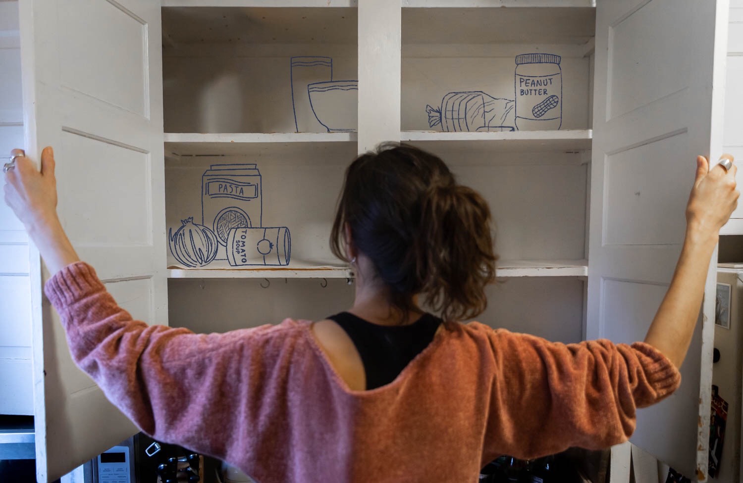Illustration of an empty pantry