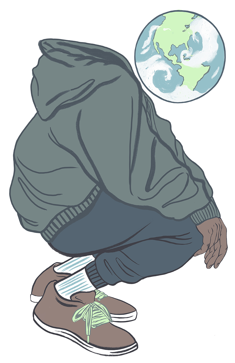illustration of a student with a globe as a head
